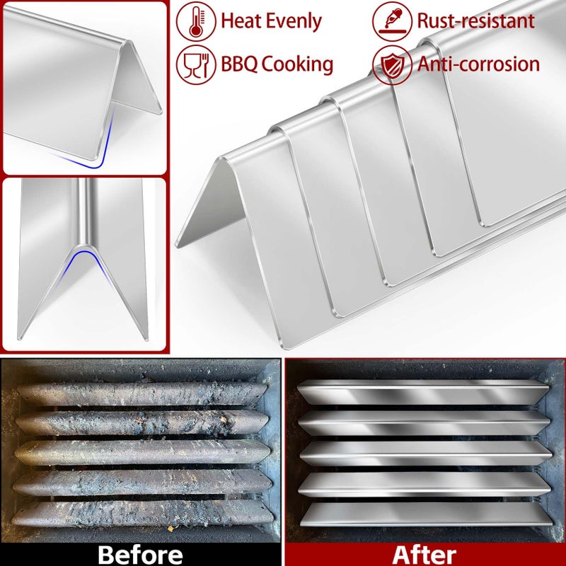 GasSaf 24.5 inch Flavorizer Bar Replacement for Weber 7539, 7540, Genesis 300 Series E-310, E-320, S-310, S-320, EP/CEP 310 & 320 (with Side Mounted Control Panels), 5-Pack Stainless Steel Flavor Bar - Image 4